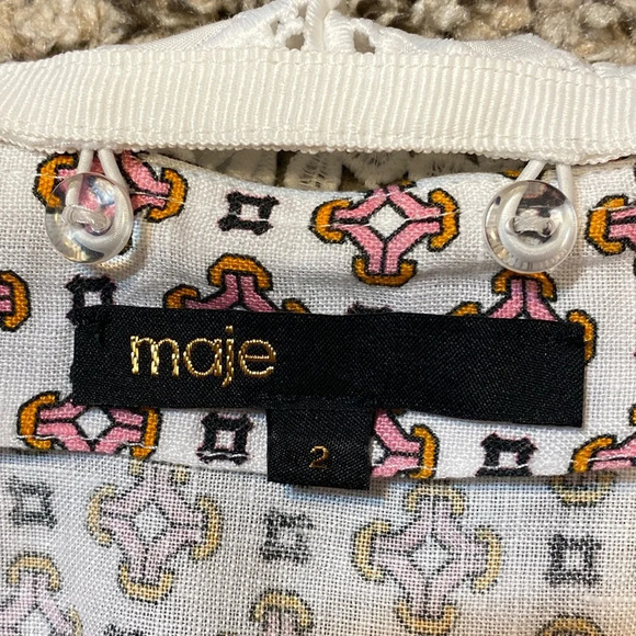 Maje Cosange Embroidered Collar Button Down Linen Shirt - Picture 5 of 13